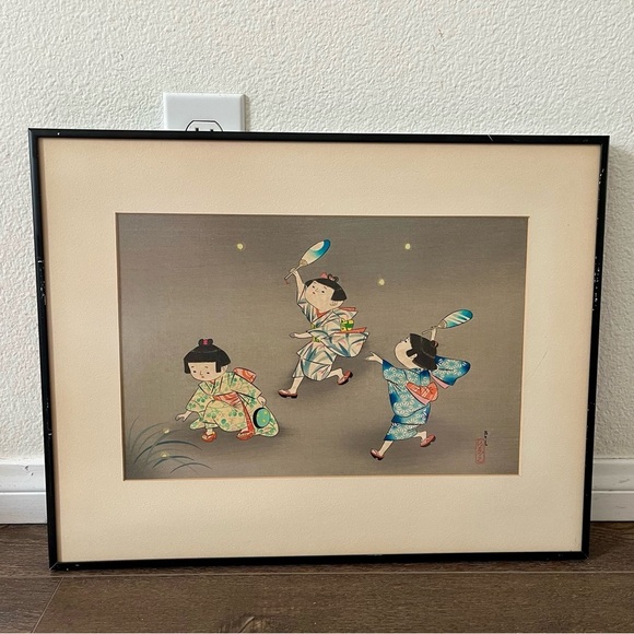 Other - 1950 Hitoshi Kiyohara Signed Wood Block Print Japanese Art 15/19 Inches Framed